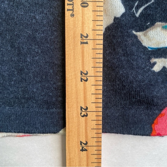 GARNETT HILL Printed Merino Wool Cardigan Floral Poppy Print Size XL - Picture 6 of 9